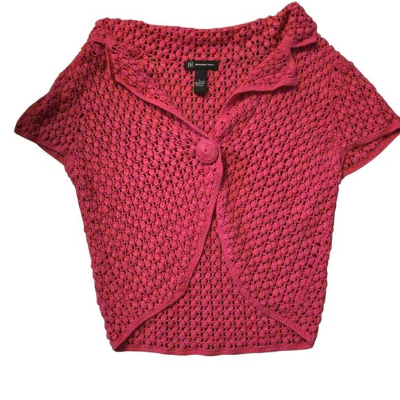Y2K Inc Sweater Vest Size L Petal Pink Crocheted Coastal Beachy Festival 90's - Picture 1 of 5